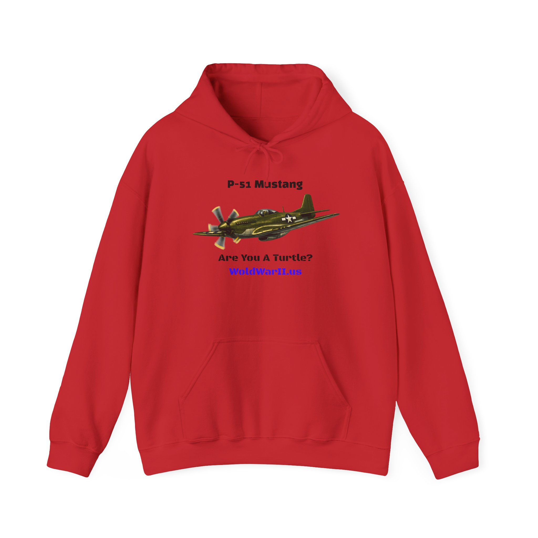 P-51 Mustang Hoodie – Vintage WWII Fighter Plane Design (‘Are You a Turtee?’) - Image 5