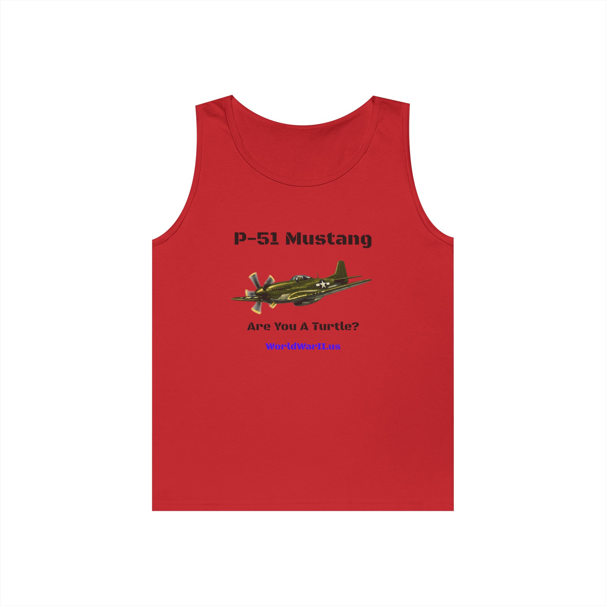 P-51 Mustang Tank Top – Vintage WWII Fighter Aircraft Tee (Are You A Turtle?) - Image 2