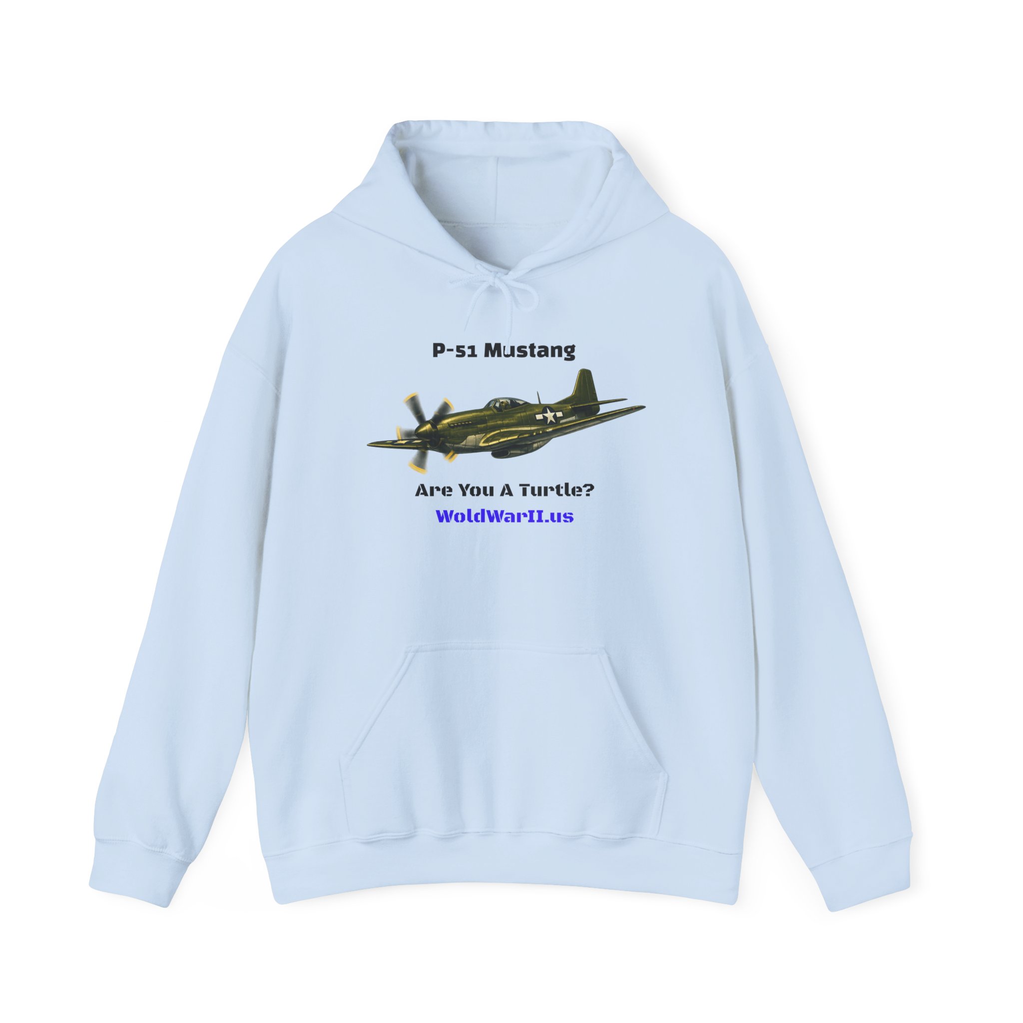 P-51 Mustang Hoodie – Vintage WWII Fighter Plane Design (‘Are You a Turtee?’) - Image 9