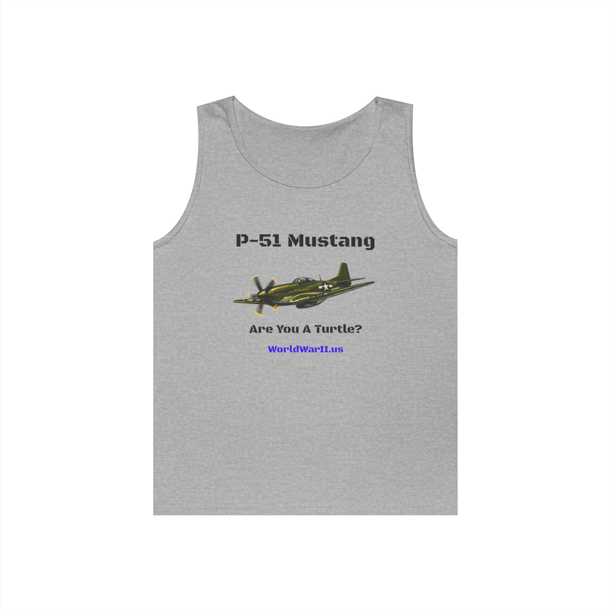 P-51 Mustang Tank Top – Vintage WWII Fighter Aircraft Tee (Are You A Turtle?) - Image 4
