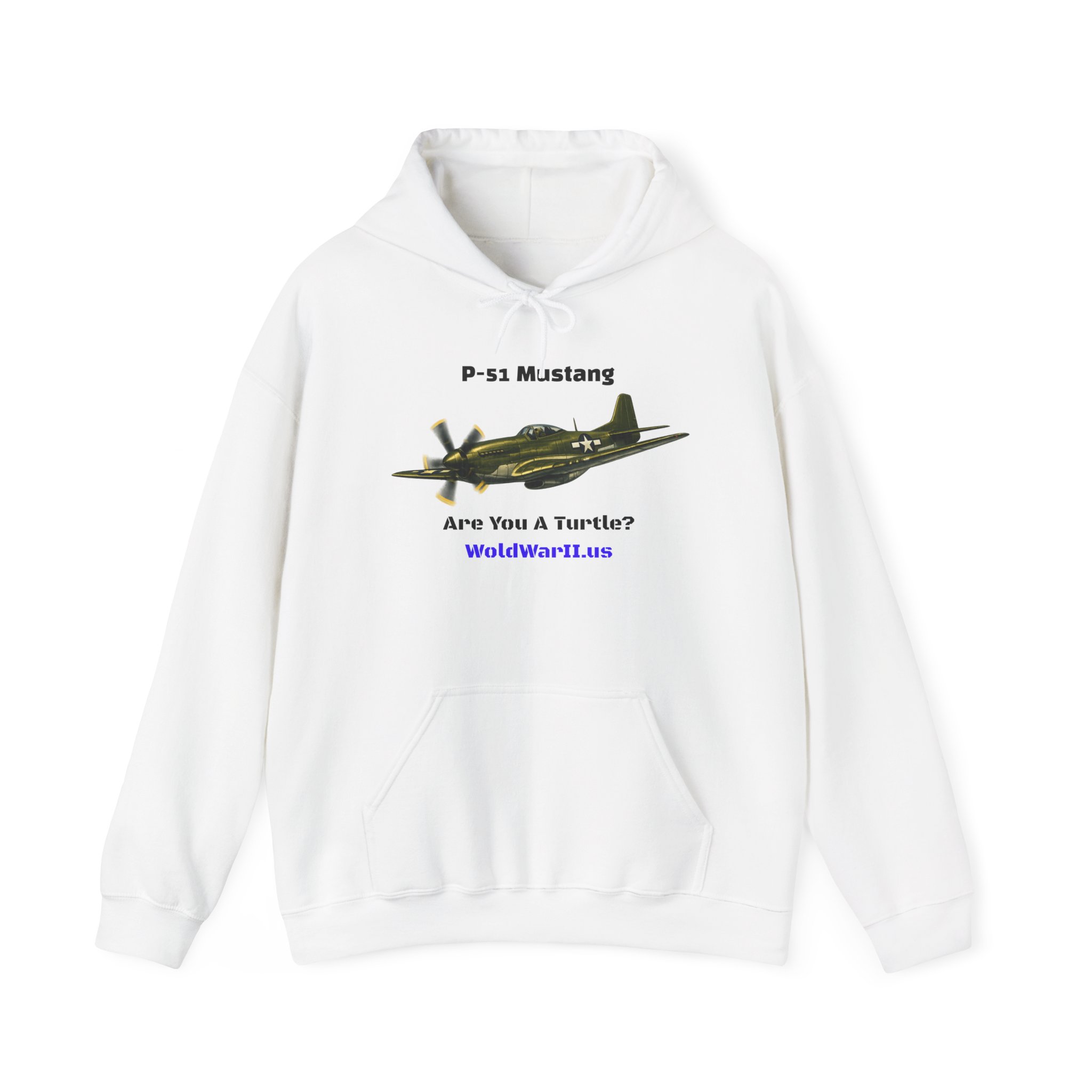 P-51 Mustang Hoodie – Vintage WWII Fighter Plane Design (‘Are You a Turtee?’) - Image 8
