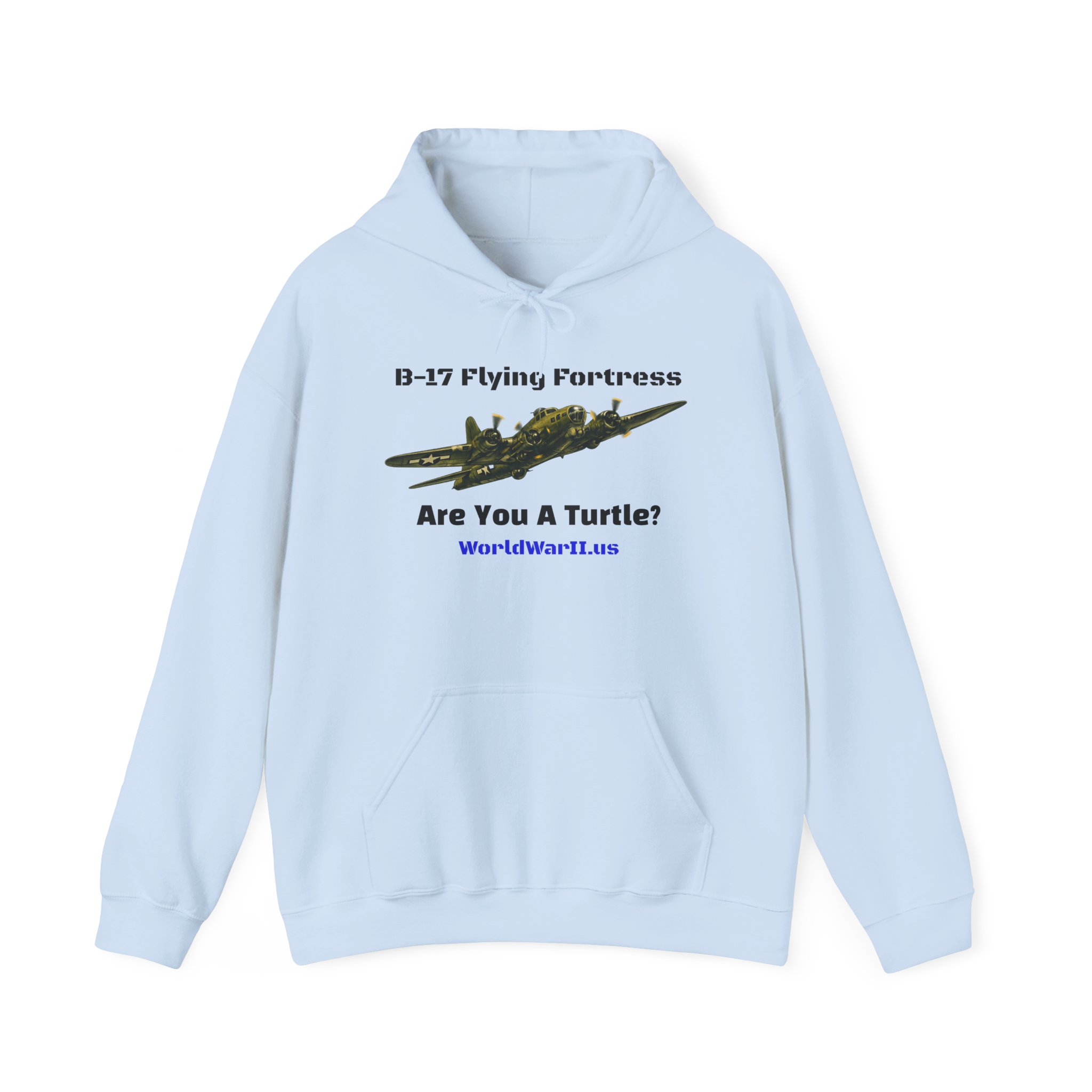 B-17 Flying Fortress Hoodie – “Are You A Turtle?” Vintage WWII Bomber Sweatshirt - Image 2
