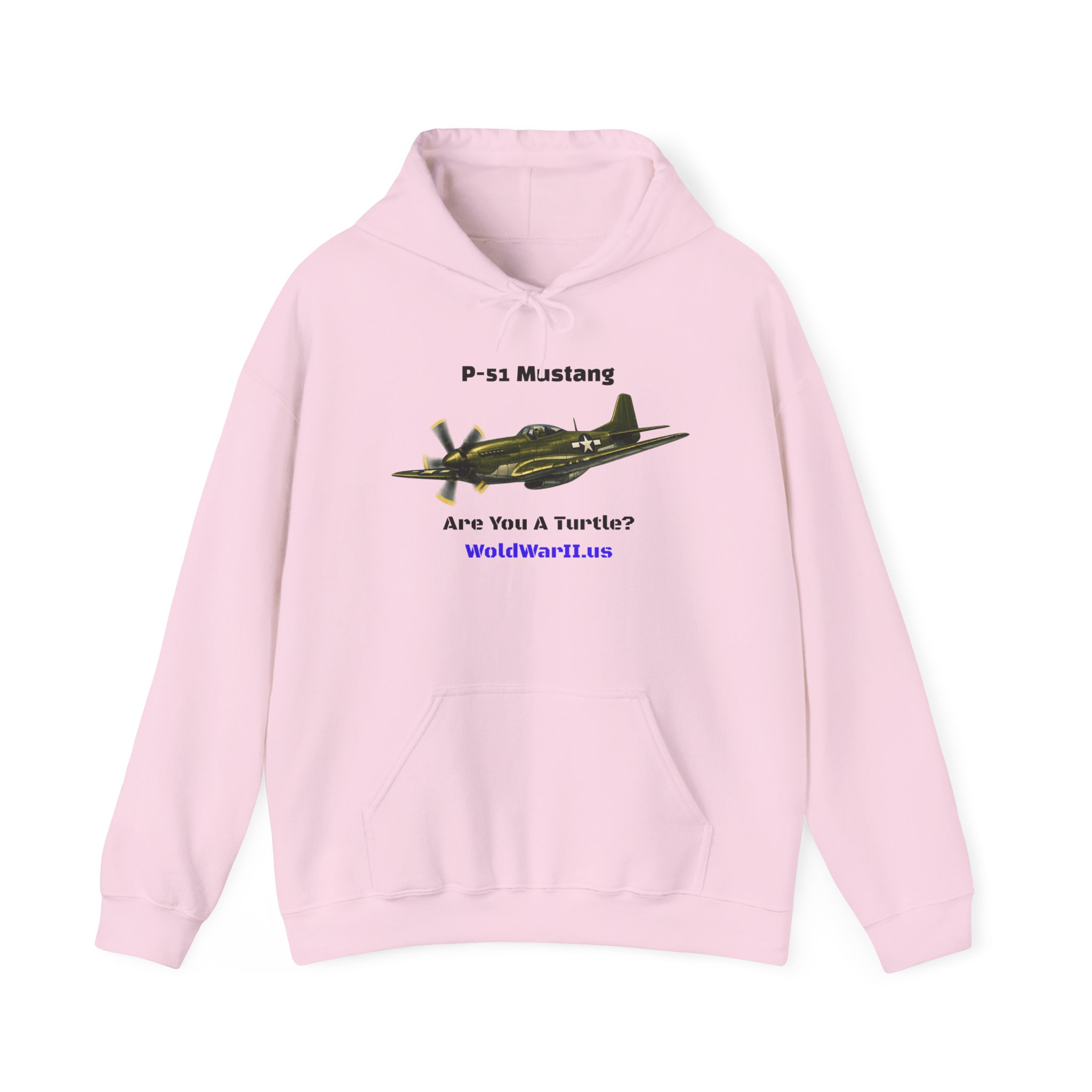 P-51 Mustang Hoodie – Vintage WWII Fighter Plane Design (‘Are You a Turtee?’) - Image 2