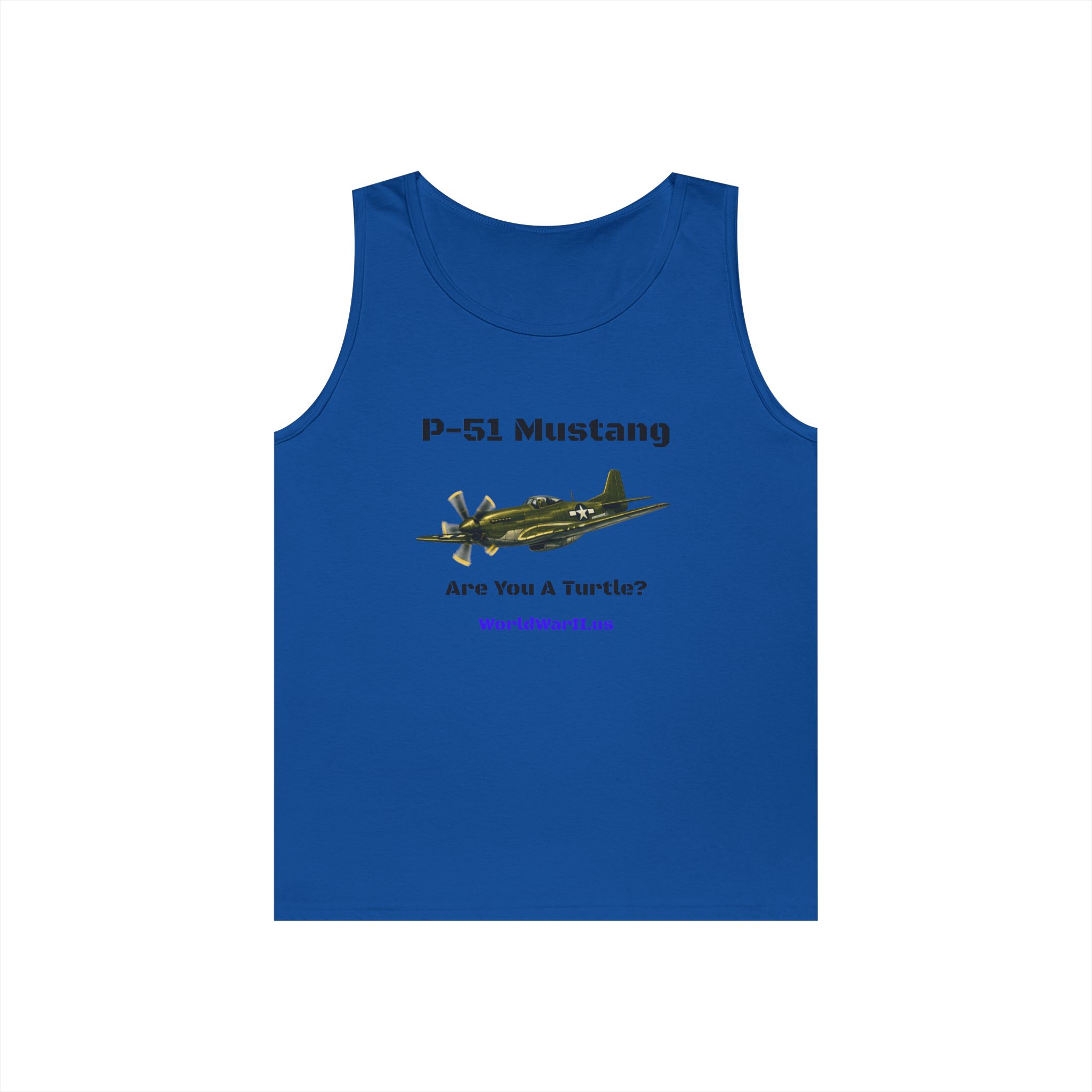 P-51 Mustang Tank Top – Vintage WWII Fighter Aircraft Tee (Are You A Turtle?) - Image 3
