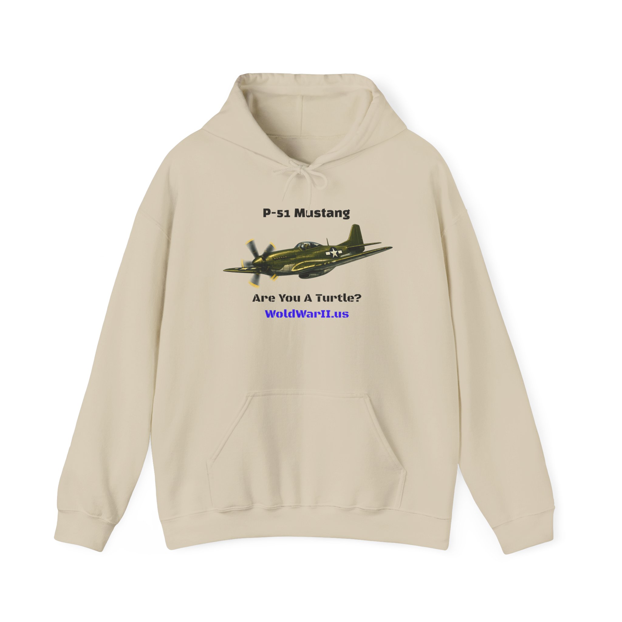 P-51 Mustang Hoodie – Vintage WWII Fighter Plane Design (‘Are You a Turtee?’) - Image 4