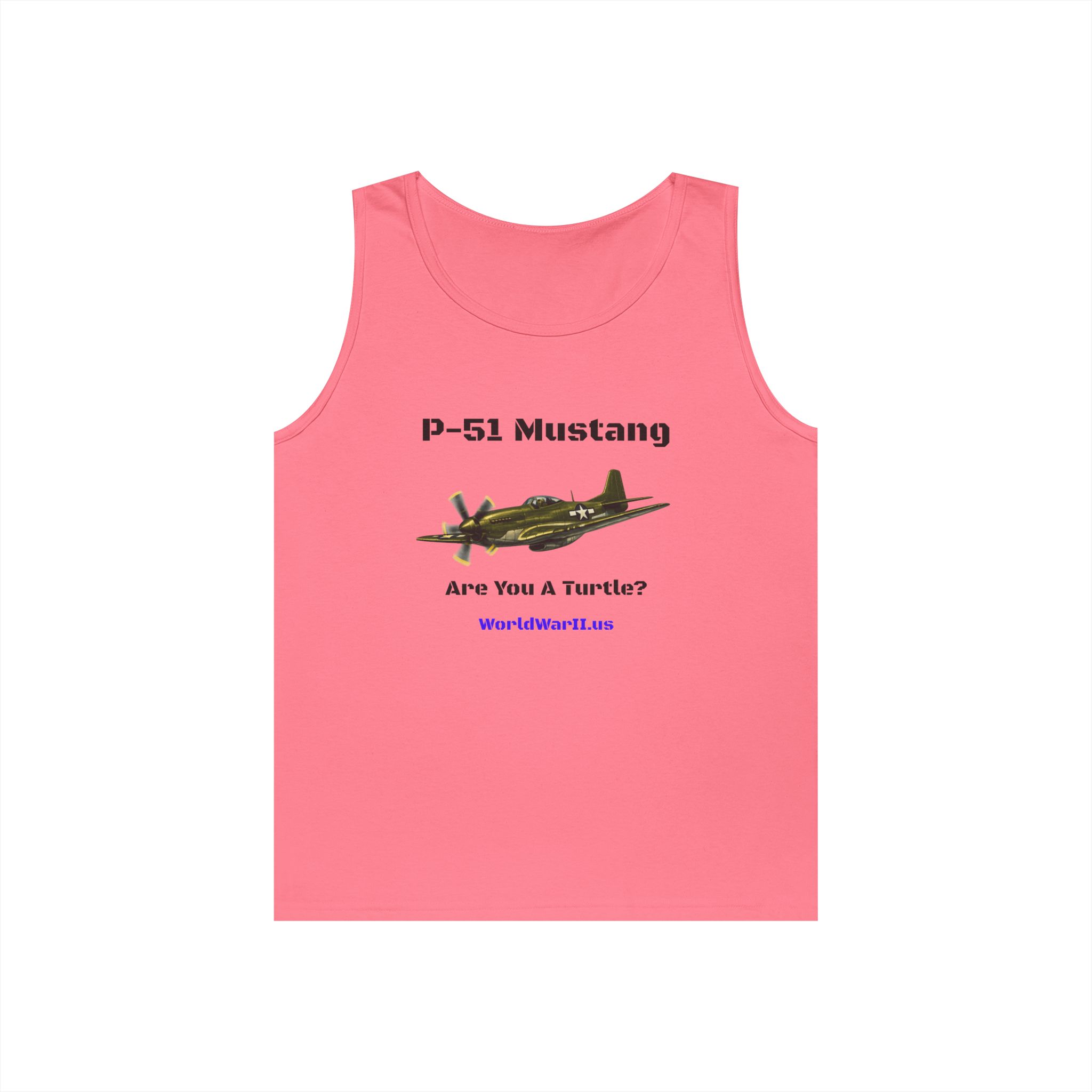 P-51 Mustang Tank Top – Vintage WWII Fighter Aircraft Tee (Are You A Turtle?)
