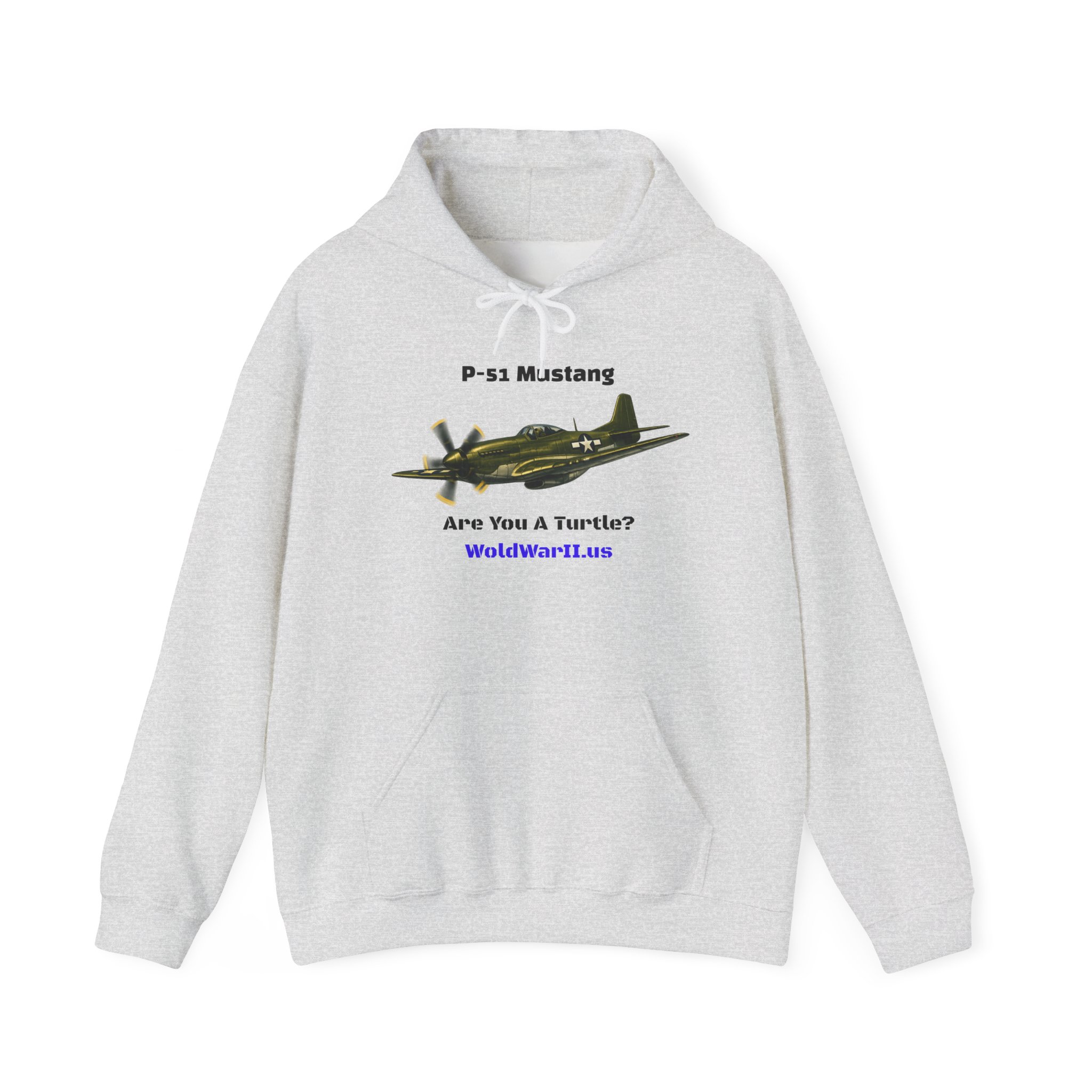 P-51 Mustang Hoodie – Vintage WWII Fighter Plane Design (‘Are You a Turtee?’) - Image 12