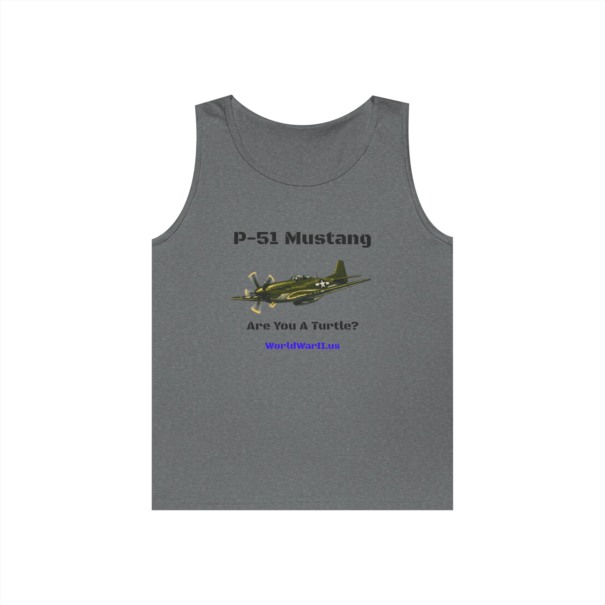 P-51 Mustang Tank Top – Vintage WWII Fighter Aircraft Tee (Are You A Turtle?) - Image 6